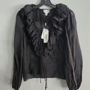 Jason Wu Black Ruffled Blouse
